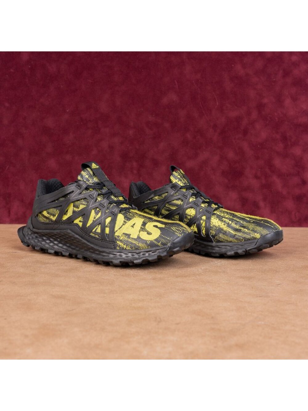 Adidas Men Vigor Black Yellow Trail Hike Bounce Running Sneakers shoes sz 7
